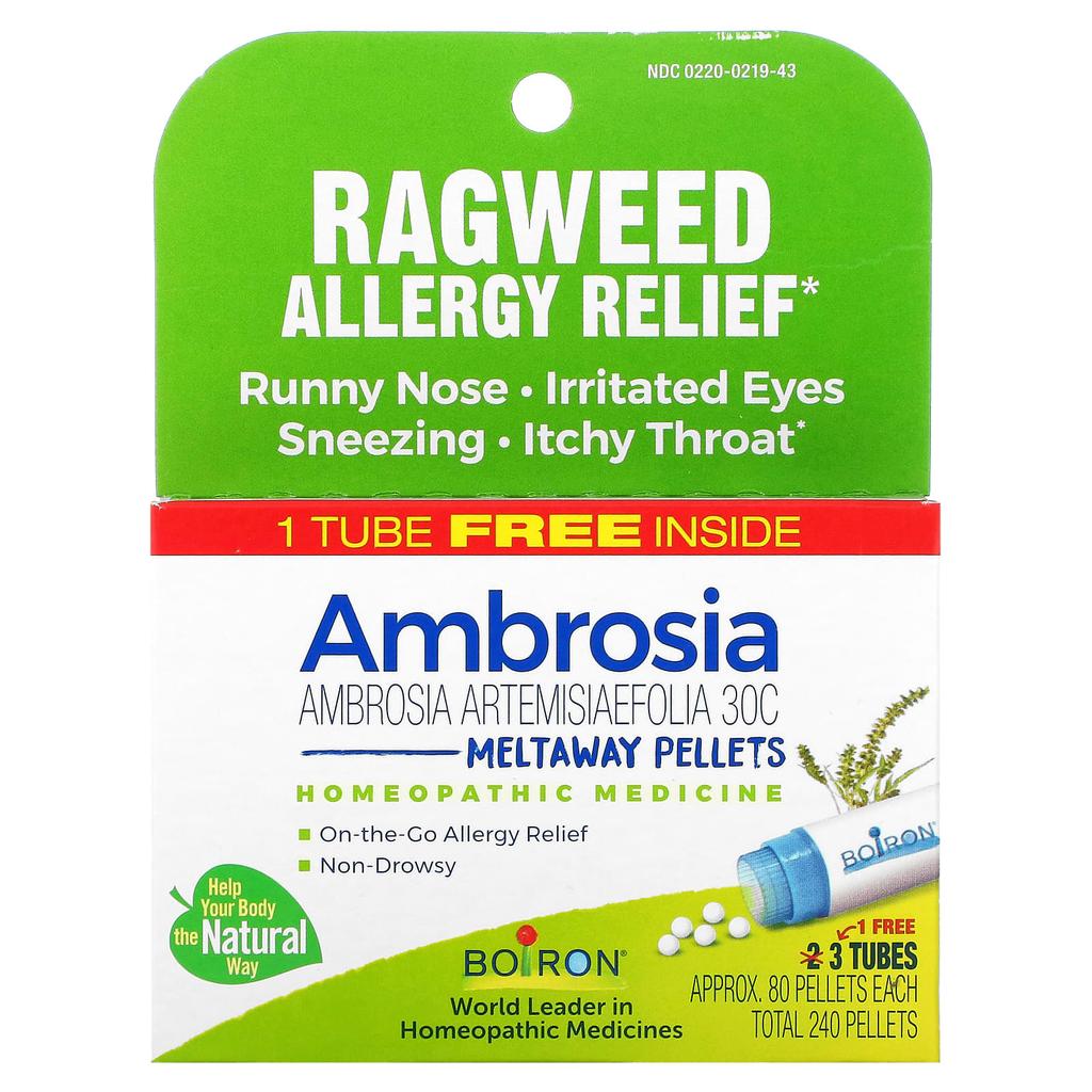 Ambrosia, Ragweed Allergy Relief, Dissolvable Pellets, 3 Tubes, 80 Pellets Each