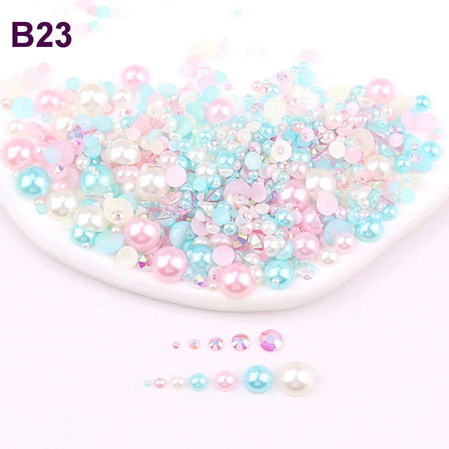 Mixed 2mm-10mm Half-Round AB Plated Resin Pearls - DIY Accessories