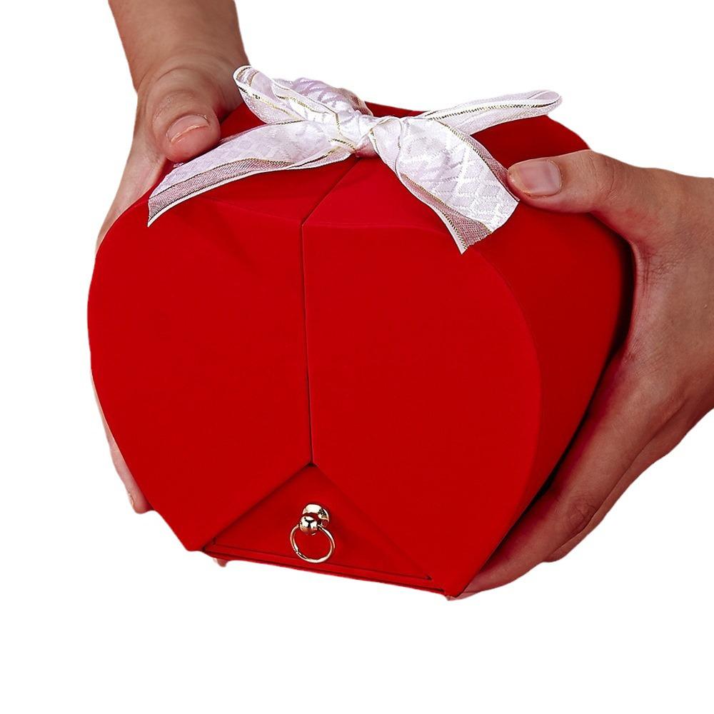 Caja de Regalo de Collar y Anillo Acrílicos Corazón Rosa de Apple – Regalo de San Valentín para Amigos