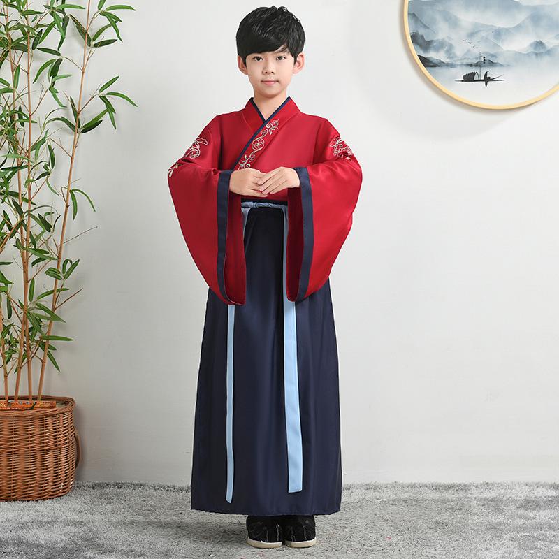 Hanfu Children's Traditional Costume: Boys' National Studies and Girls' Ancient Ruqun Tang Suit for School Performances.