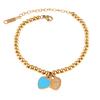 Women Beaded Enamel Bracelet Adjustable Length Heart Charm Titanium Steel Bracelet Stress Relief Happiness Meaningful Jewelry