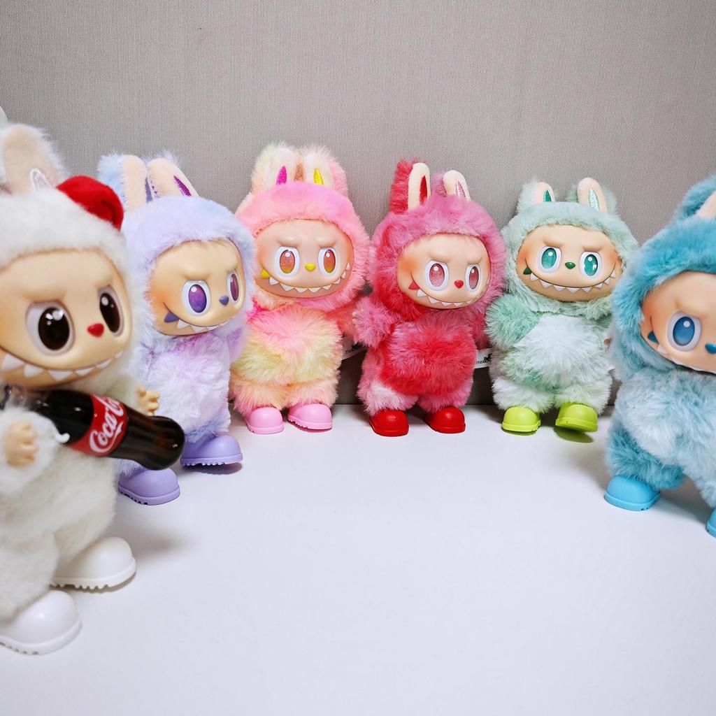 Macaron Labubu Rain Boots 17CM - 1st, 2nd, 3rd Gen Shoes Sit Sit Party, Universal Pink & Yellow