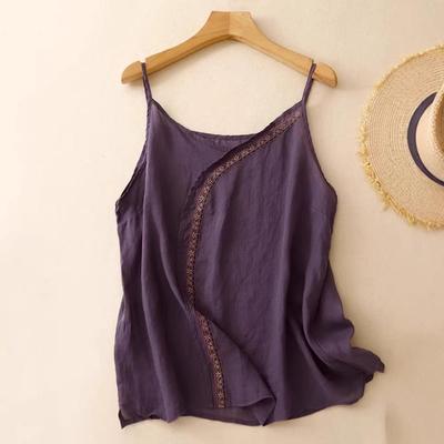 Women's Embroidered Cotton Linen Sleeveless Camisole