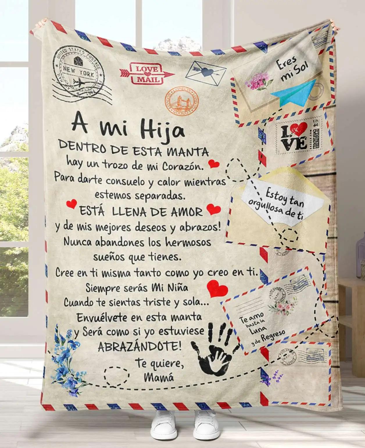Flannel Blanket To My Daughter Son Granddaughter From Mom Dad Spanish Version Sofa Throw Blanket Best Birthday  s Day Gifts 130x150cm