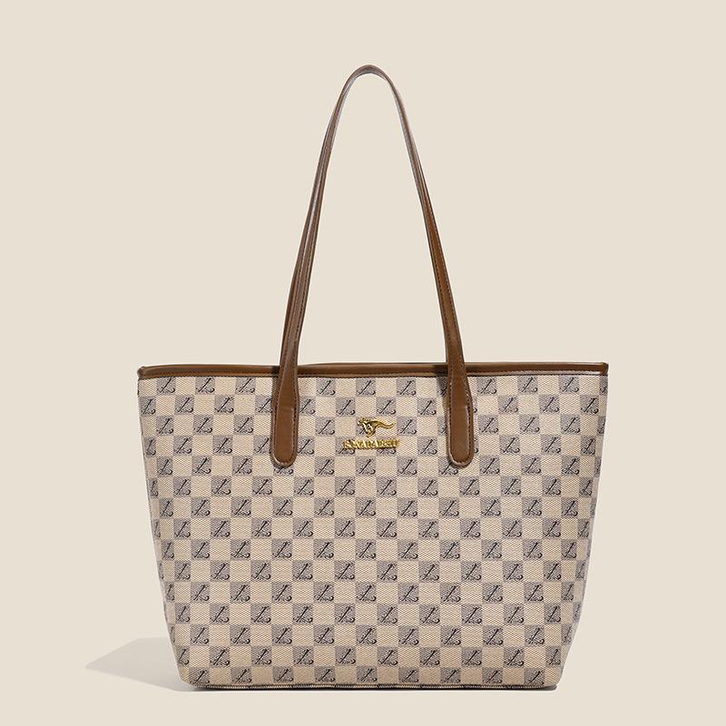 Light Luxury Bag Women's Bag New Checkerboard Fashionable Large-capacity Shoulder Handbag Messenger Tote Bag
