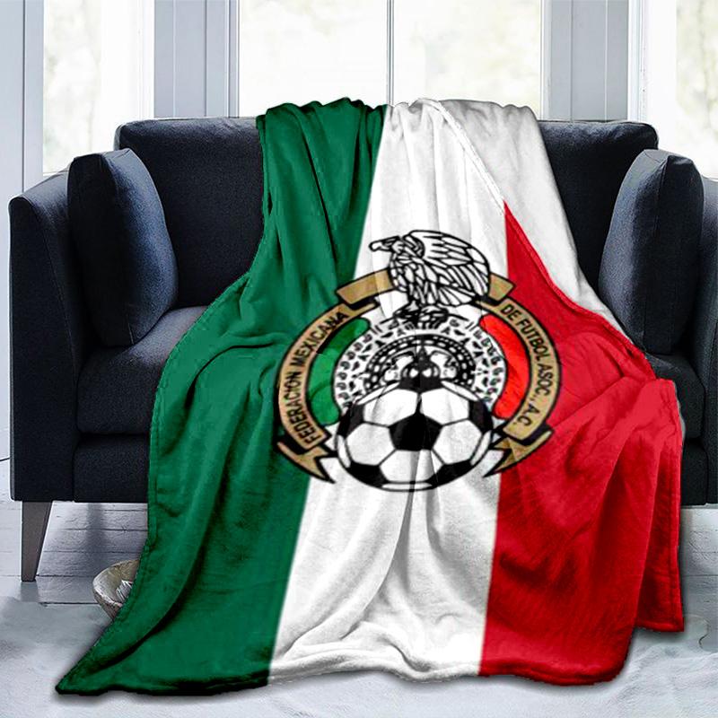 Mexico Football Team Emblem Printed Throws Blanket Soft Flannel Blankets for Couch Bed Gifts for Men Women Picnic Blanket Christmas Gifts