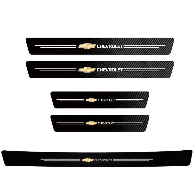 1/4/5 Stück Kohlefaser-Leder Auto Türschwellen-Schutzleiste Für Chevrolet Cruze Sonic Silverado Corvette Trax Camaro Tahoe Z71