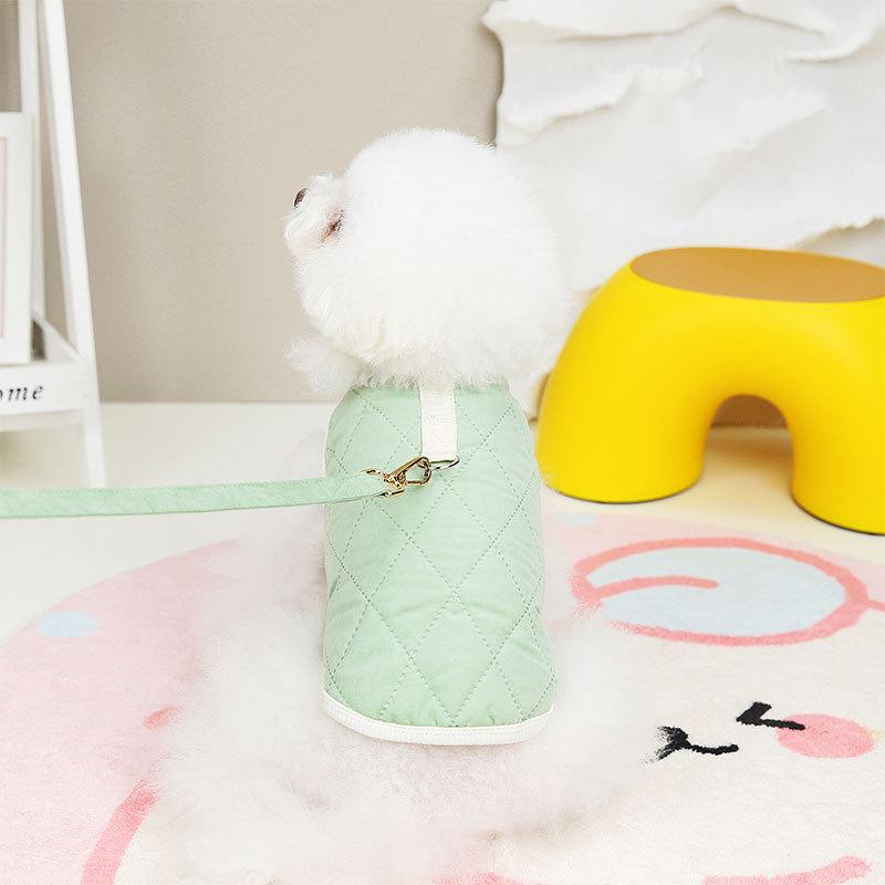 Spring New with Leash Puppy Dog Cotton-padded Coat Winter Thickened Warm Vest Than Bear Teddy Cat Pet Clothes