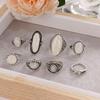 Opal Stone Carving Transparent White Bohemian Jewelry Women Ring Sets Inset Joint Ring Vintage