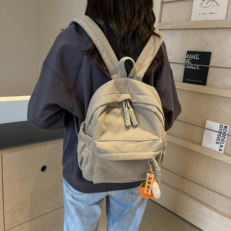 Schoolbag Hot-selling Velvet Backpack Women's Small 1011 New Fashion Corduroy Student Backpack Travel Small Backpack