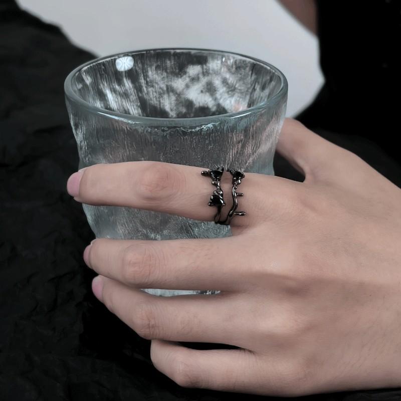 Layer Fashionable Double Ring With Unique Geometric Shape And Open Adjustable Style