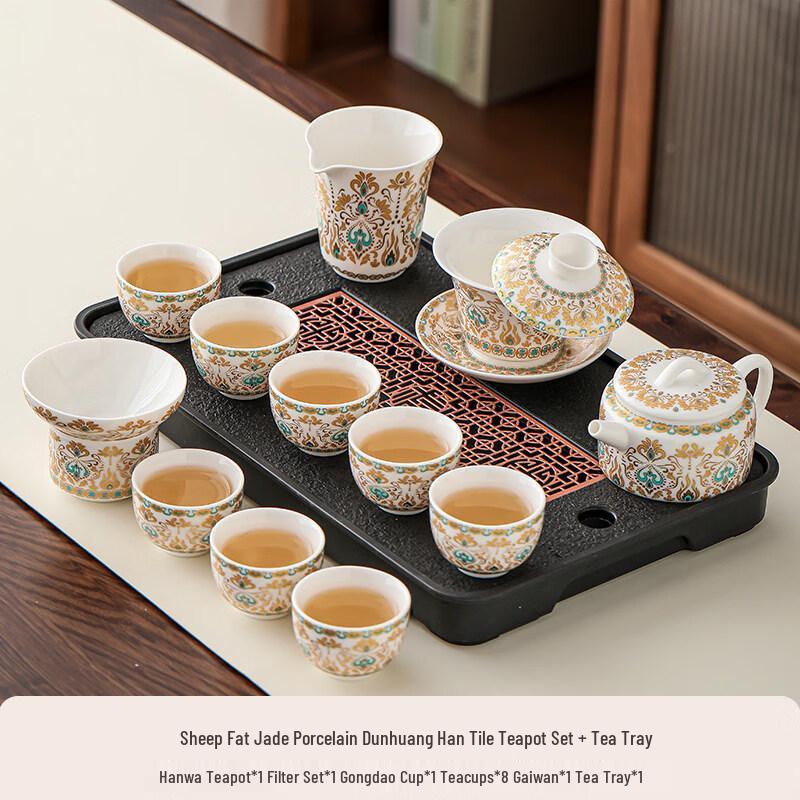 Dunhuang Cultural White Porcelain Kung Fu Tea Set