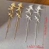 Chinese Ancient Style Long Tassel Dangle Earrings Zinc Zinc Alloy Ear Jewelry Bamboo Leaf Earrings  Women