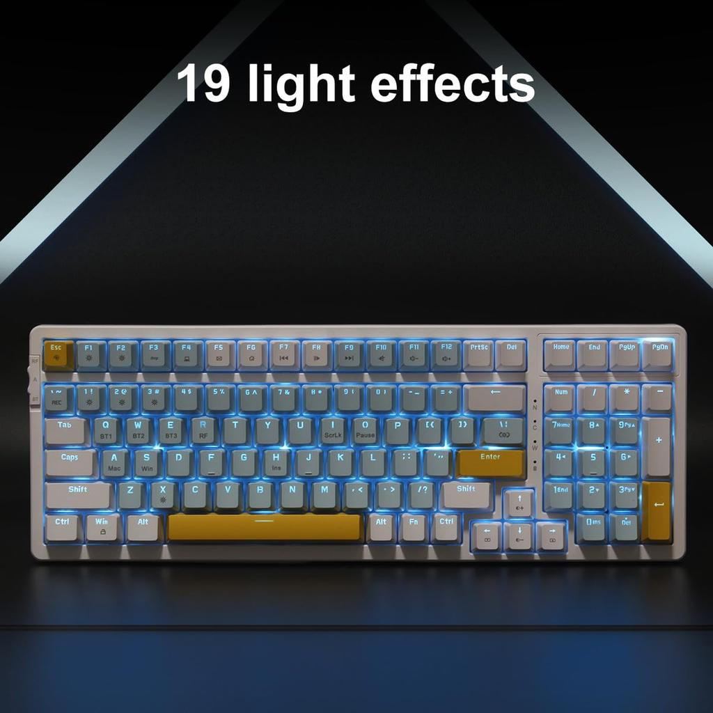 Merdia Mechanical Keyboard, Type-C Wired, 2.4G, 100 Keys, Independent Key Switches, LED Backlight, English Layout, ABS Material, for Mac & Windows,