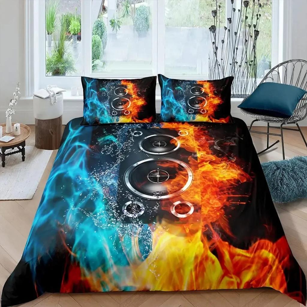Vogel Eis Und Feuer Kollision Trippy Wunderland Tiere Bequem Bettdecke Steppdecke Bezug Kissenbezug Bettwäsche Set Schlafzimmer Heimtextilien