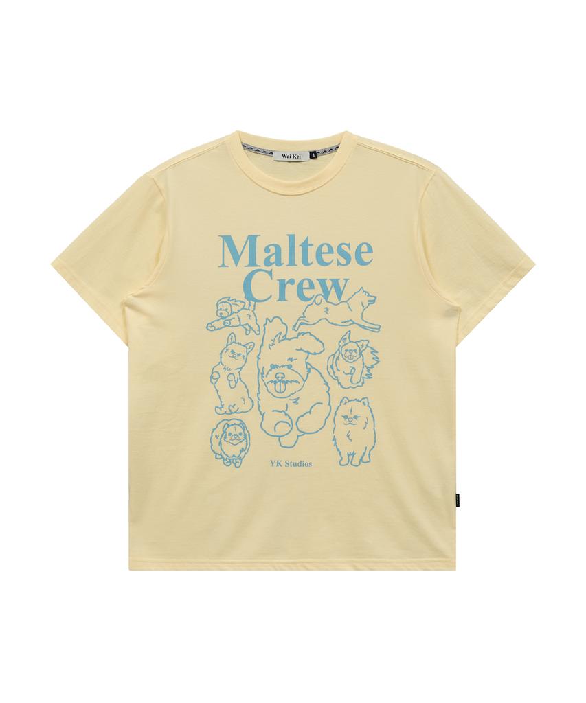 WAIKEI Maltese Crew Line Graphic Short Sleeve T-Shirt Lemon