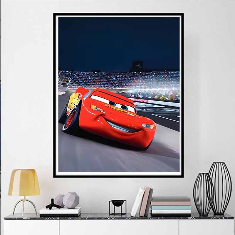 Disney 5D DIY Diamantmalerei Dekorationen Lightning McQueen Renn-Thema Illustration Aus Cars Diamantstickerei Strass Kreuzstich Set Handgemacht
