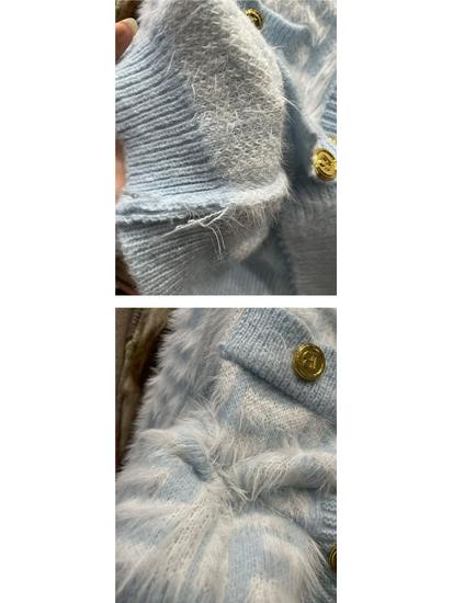 Women's Autumn/Winter Petite Faux Mink Knit Cardigan Sweater