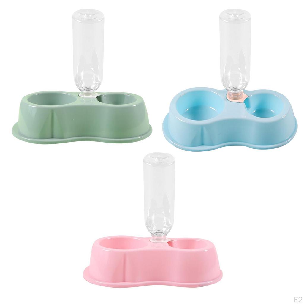 Double Bowl Feeder with Drinking Bottle Smooth Convenient Easily Clean Lightweight Water