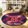 Round Rug Custom NameBoston Red Sox Pattern Non Slip Carpet Home Floor Decor