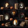 Strong Soft Magnet Fridge Accessories Halloween Wooden Refrigerator Magnets, Vintage Gothic Oval Frame Magnets with Witch Waterproof Party Supplies