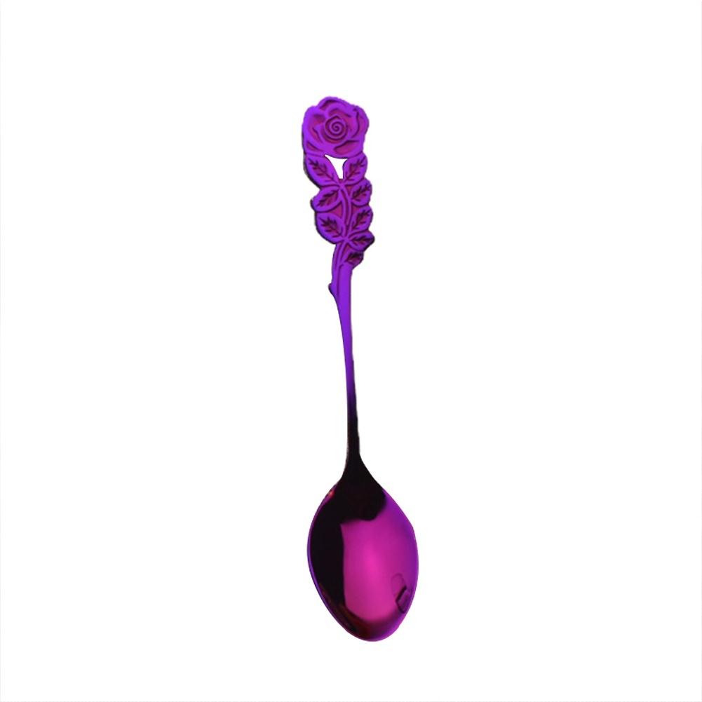 Simpatico cucchiaio in acciaio inossidabile con manico a forma di fiore di rosa, cibo occidentale, dessert, zuppa, caffè, bevanda