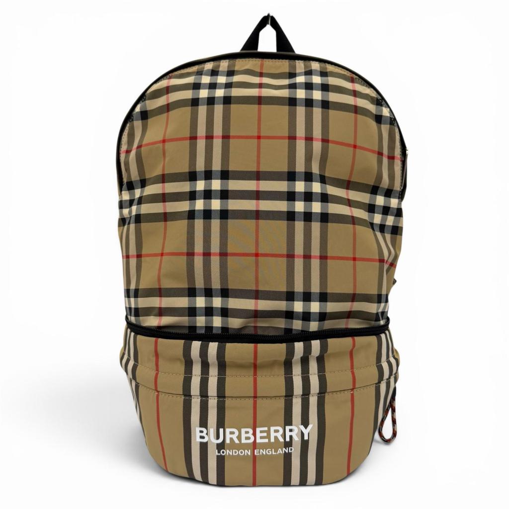 Excellent BURBERRY Daypack Nova Check Logo Backpack Sling Bag Beige 8013921 Used
