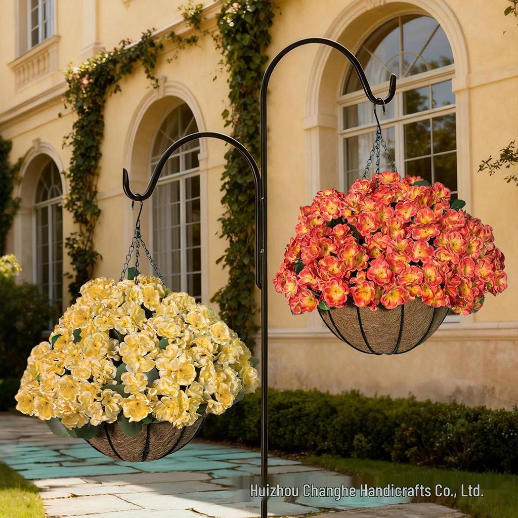 Frühlings-Begonie Geranie Hängekorb: Künstliche Outdoor-Blumendekoration