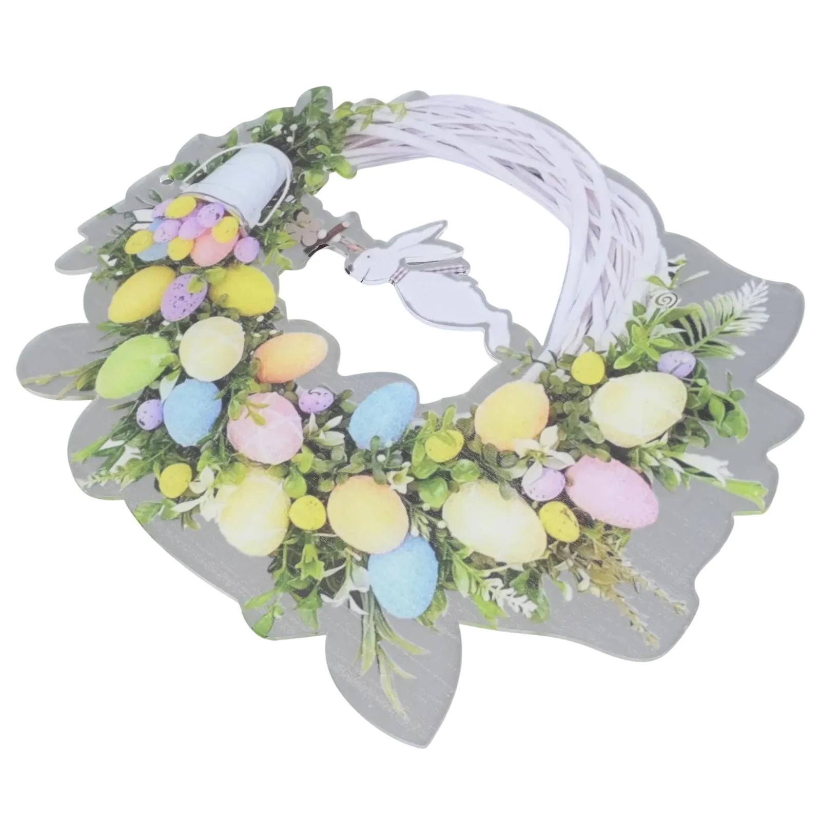 Acrylic Easter Wreath Pendant Charming Easter Flower Wreath Acrylic Decor For Spring Celebrations Spring-themed Decorations China Mainland