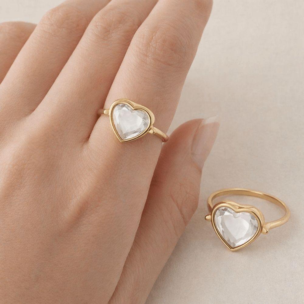Hollow Circular Box Ring DIY Design Transparent Box Ring Cute Heart-shaped Box Ring Accessories