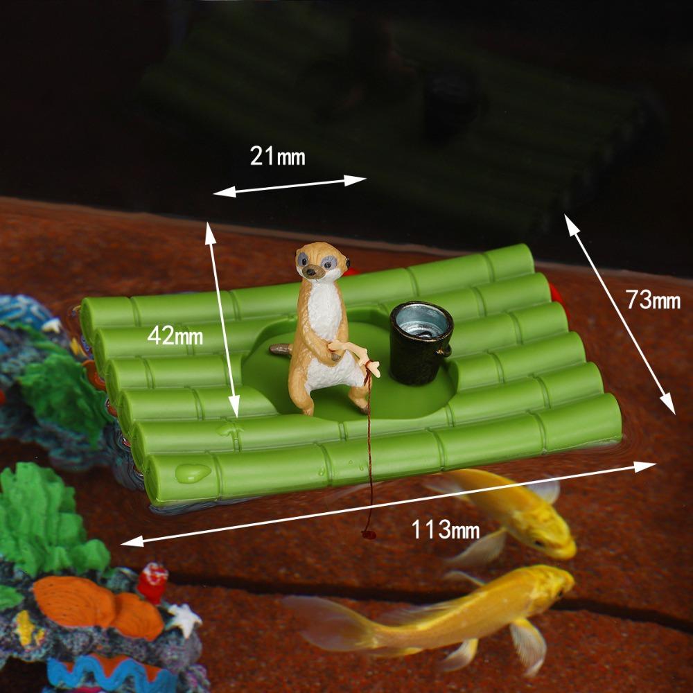 

Реалистичный Декор Бамбуковый Плот для Аквариума Мини Авто-Плавающий Плот для Аквариума Декорации Ручной Работы Пластиковый Плот для Рыбалки с Пандой Использование для Аквариума