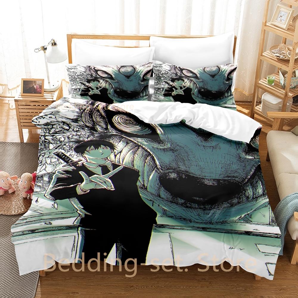 Fox Dveil Kon Chainsaw Man Bedding Set Single Twin Full Queen King Size Bed Set Adult Kid Bedroom Duvetcover Sets Anime Bed