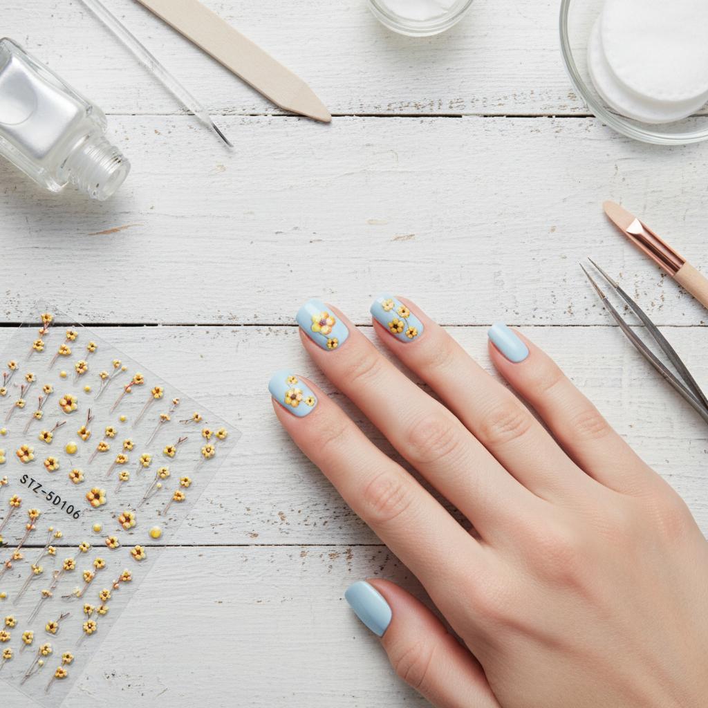 5D Daisy Nail Stickers For Japanese Style DIY Manicure Decoration
