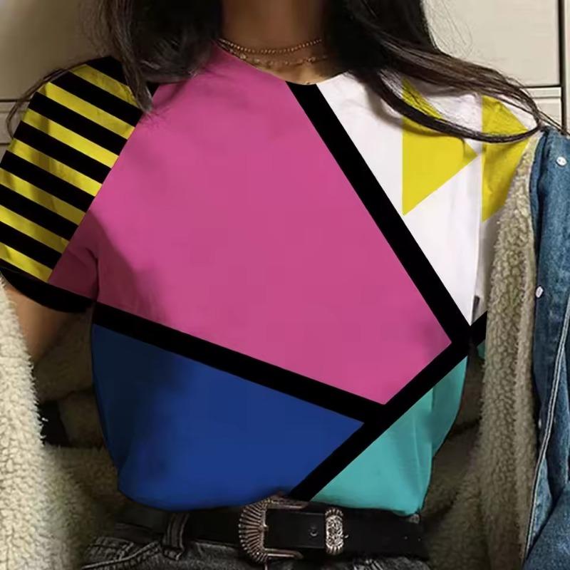 Daily Casual Comfortable Women's T-shirt 3D Printing Technology Fashion O-Neck Short-Sleeved Summer Breathable Loose T-shirt