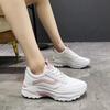 Casual Women Thick-soled Sneakers Fashion Spring Autumn Summer White Black PU Lace-up  Vulcanized Shoes Mesh Rubber Non-slip New