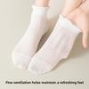 3 Pairs of Women's Spring Summer Cotton Thin Mesh  Lace Solid Color Short Socks
