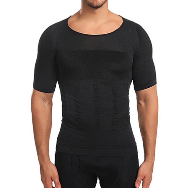 Pánské zeštíhlující tvarovací tričko korektor držení těla pro muže na břicho, kontrola břicha, kompresní tričko, budování těla, spalování tuku, hrudník