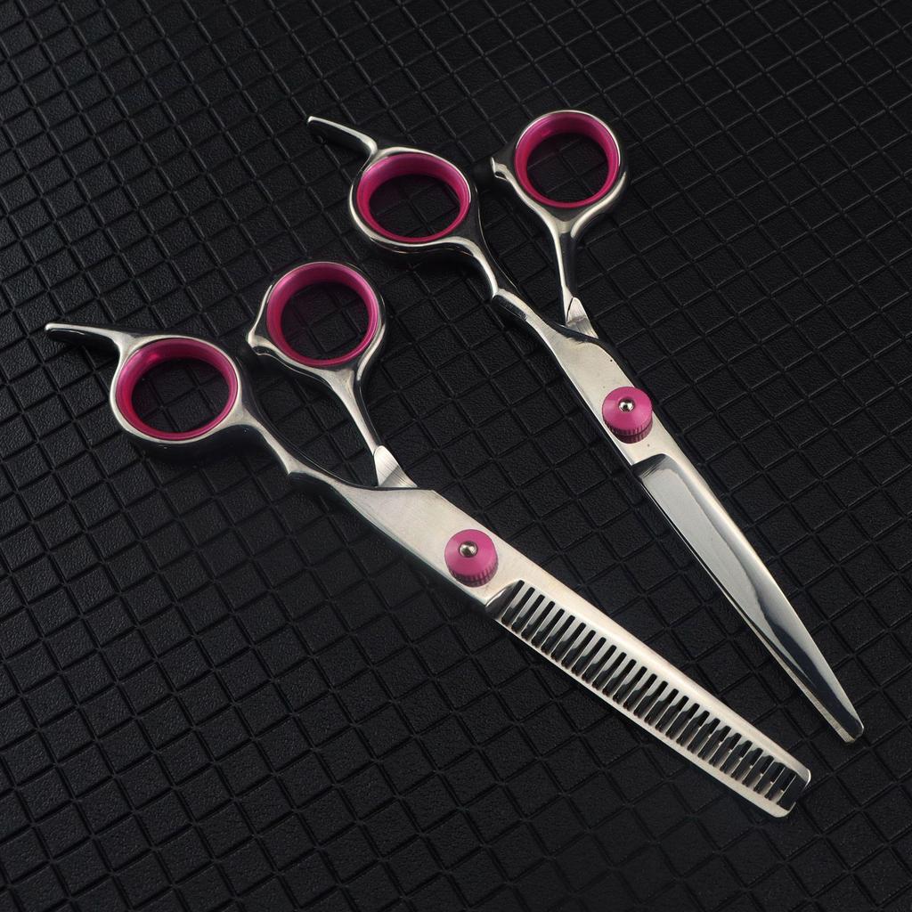 6.0-Inch Color Hairdressing Scissors Set: High Screw, Straight, Serrated, Thinning Scissors