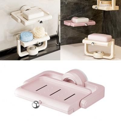 Rotatable Suction Cup Soap Dish Wall-Mounted Multifunctional Drain Soap Holder Box Save Space No Punch Sponge Soap Box