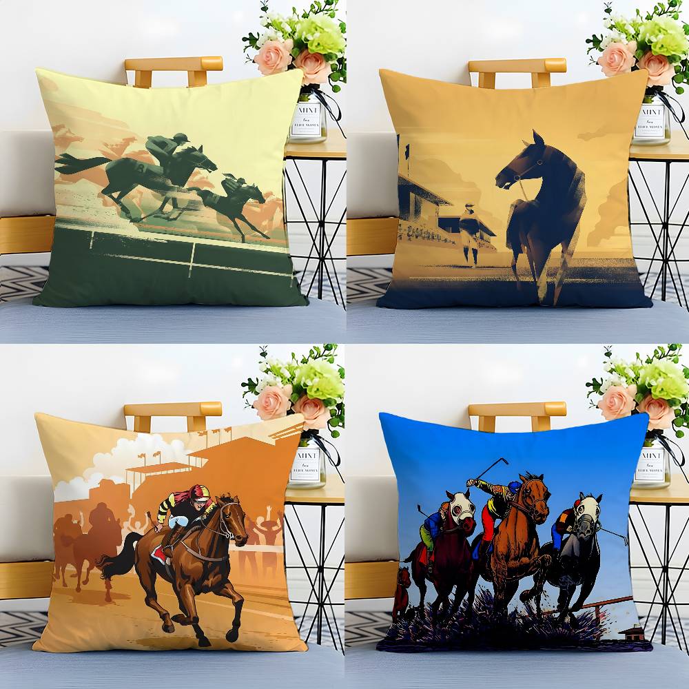 Competition Promotion Horse Racing Pillow Case Printing Pillowcase Living Room Sofa Cushion Cover Bedroom Room Decor