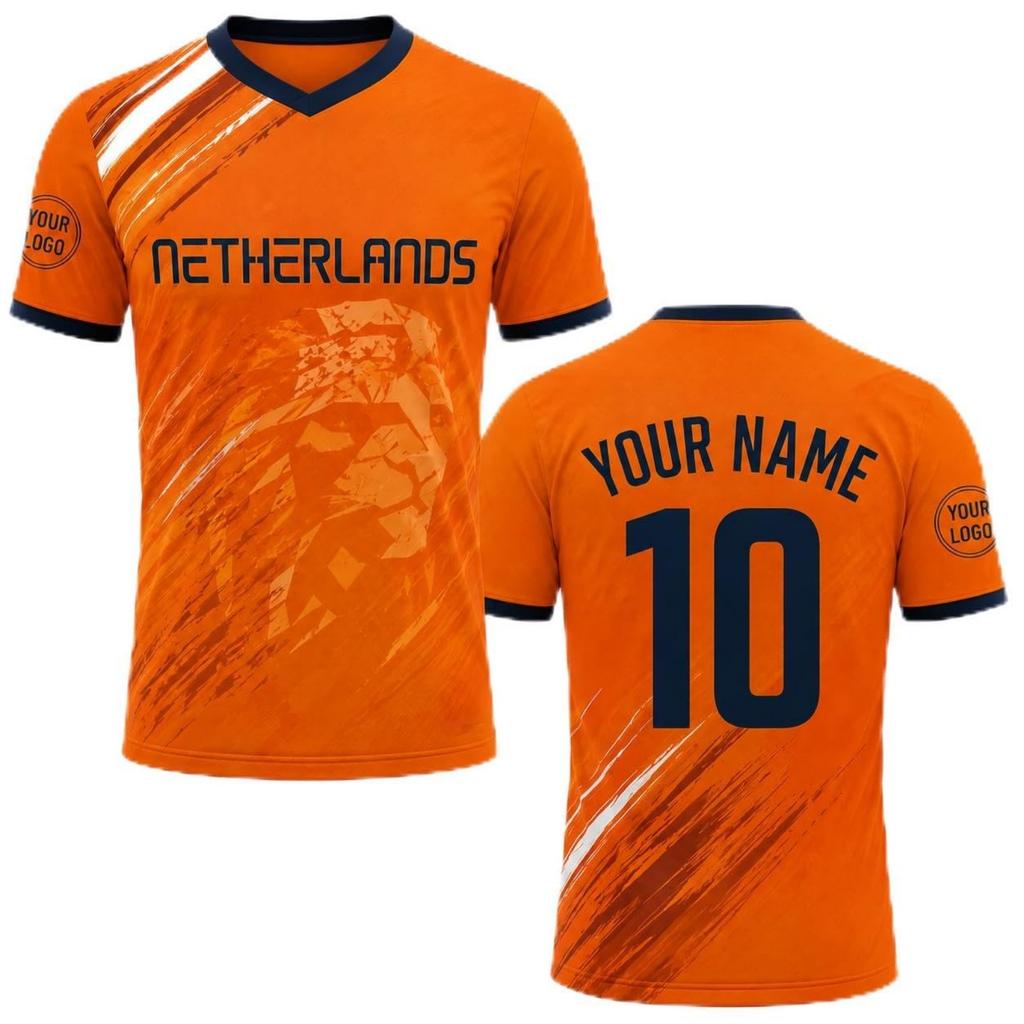 Customizable Soccer Jersey Shirt with Personalized and Number Breathable Fabric Short Sleeve V Neck Sports Top for Men Women