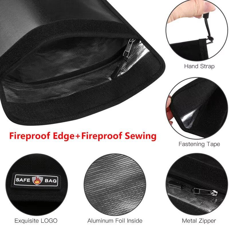 Fireproof Waterproof Document Storage Bag Portable Travel Bag For Money Passport