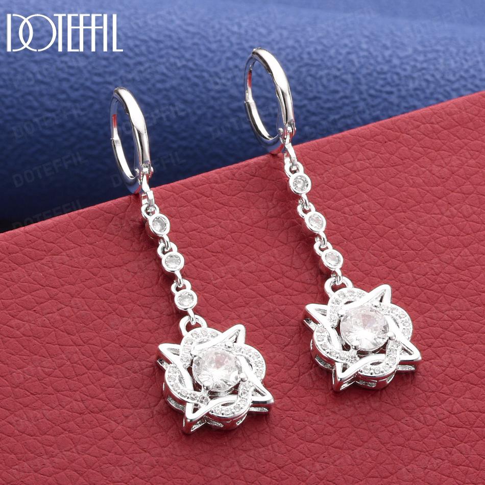 925 Sterling Silver AAA Zircon Art Pendant Earrings - Exquisite Gift Jewelry