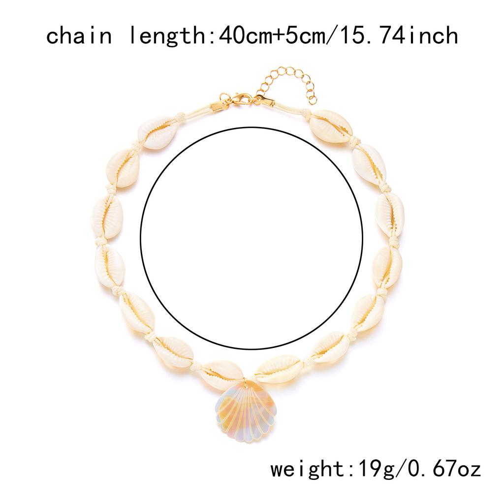 1PC Summer Hot Sale Jewelry Simple Scallop Pendant Necklace Women's Versatile Hand-woven Collarbone Chain Women