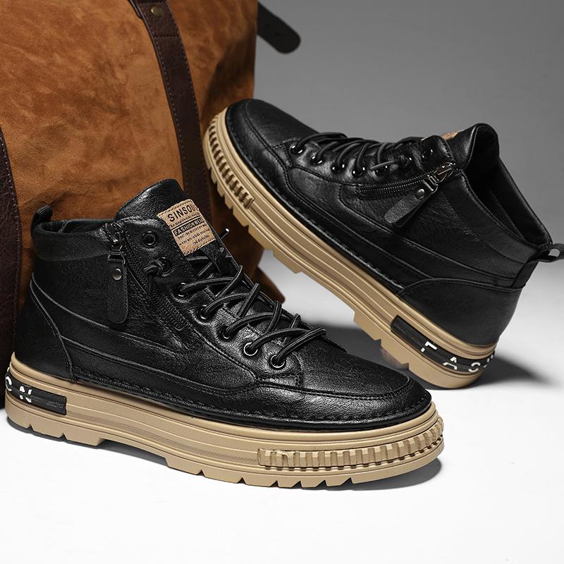 Fashion Men Work Shoes Outdoor High Top Casual Shoes High Quality Leather Men's Boots Spring Sneakers Ankle boots Winter Designer Shoes