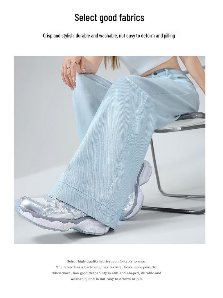 Blue High-Waisted Wide-Leg Jeans: Women's Slimming Loose Straight-Leg Pants, Spring 2026 New Style.