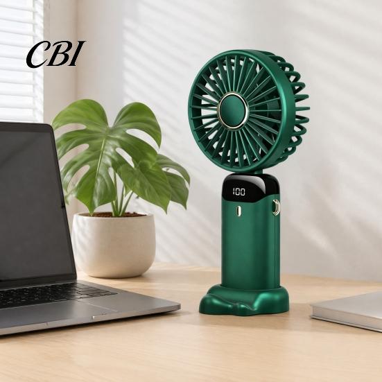 Battery Operated Fan Foldable Handheld Fan, Rechargeable USB Mini Desk with 5 Speed, Adjustable Speed LED Display, Portable Personal Cooling for Home