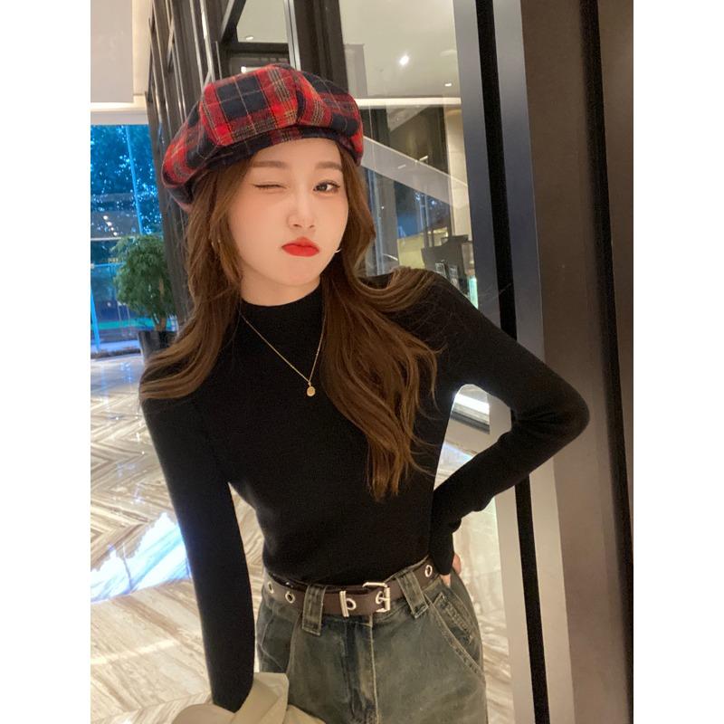 Autumn and winter new high-neck yellow warm women s knitted blouse, exquisite and elegant caramel color women s high-end pullover sweater average size чёрный