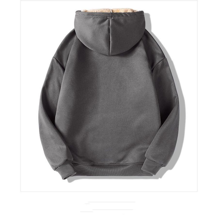 Winter Unisex Couple's Hoodie, Cotton Blend Fleece Lined Pullover with Double-Layer Warmth, Solid Color Casual Sweatshirt for Matching Outfits