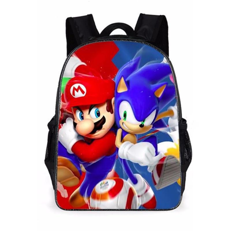 Super Mario Cartoon School Bag Student Backpack Waterproof And Expandable Fashionable And Trendy Style Nylon Material
